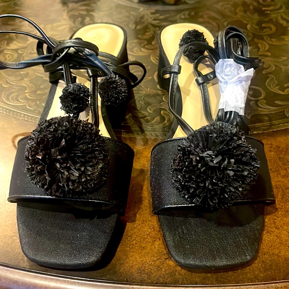NEW Black dressy wrap around ankle sandals